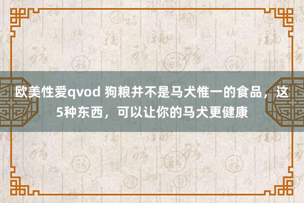 欧美性爱qvod 狗粮并不是马犬惟一的食品，这5种东西，可以让你的马犬更健康