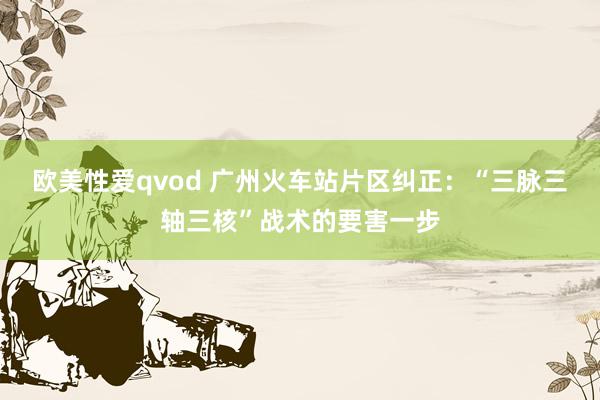 欧美性爱qvod 广州火车站片区纠正：“三脉三轴三核”战术的要害一步