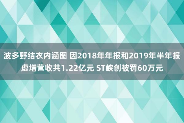 波多野结衣内涵图 因2018年年报和2019年半年报虚增营收共1.22亿元 ST峡创被罚60万元