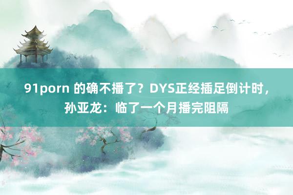 91porn 的确不播了？DYS正经插足倒计时，孙亚龙：临了一个月播完阻隔