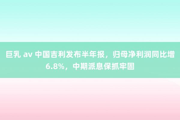 巨乳 av 中国吉利发布半年报，归母净利润同比增6.8%，中期派息保抓牢固