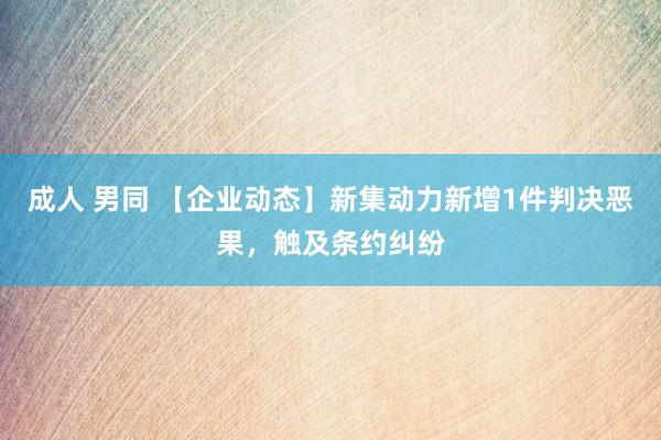 成人 男同 【企业动态】新集动力新增1件判决恶果，触及条约纠纷