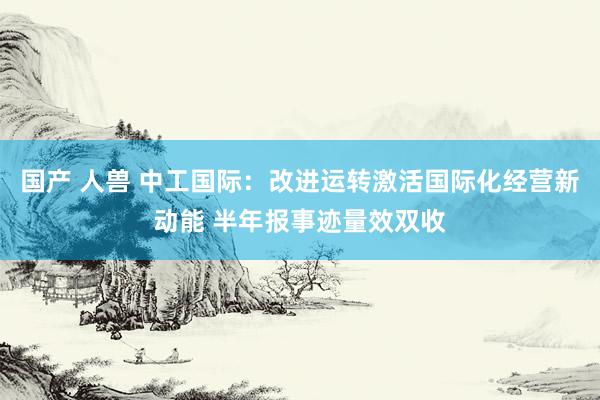 国产 人兽 中工国际：改进运转激活国际化经营新动能 半年报事迹量效双收